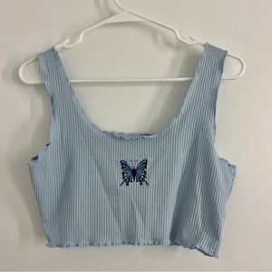 baby blue shein ribbed crop tank